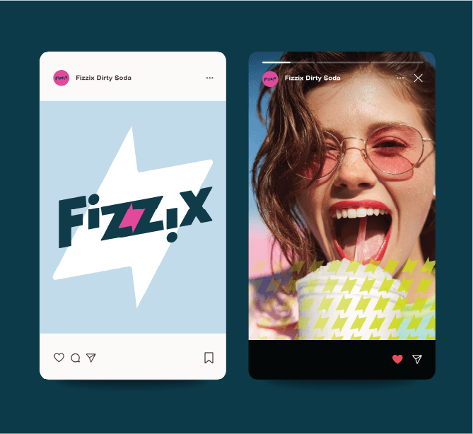 Fizzix Instagram feed post and full-screen story